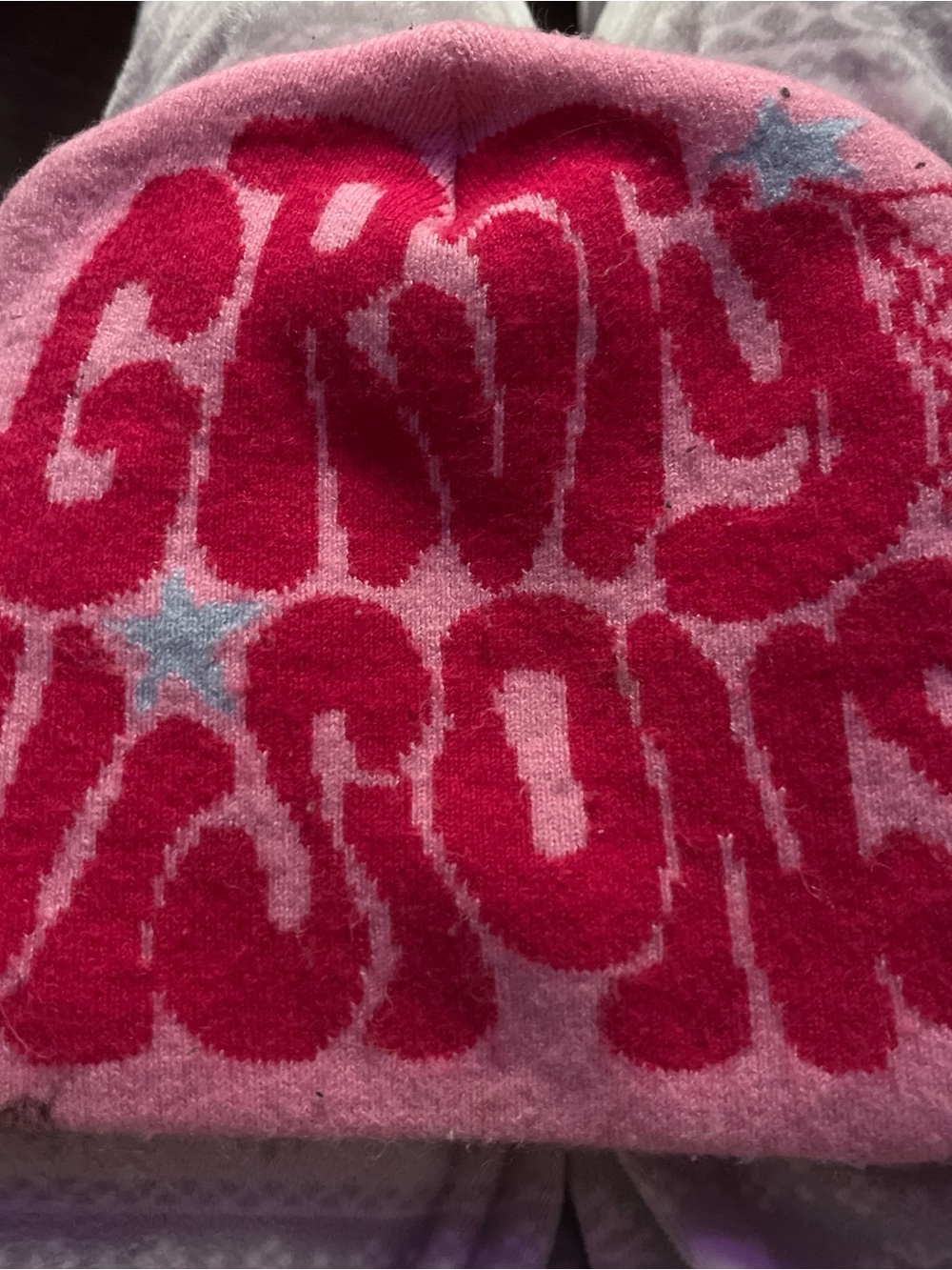 Spencer's Pink and Hot Pink Graphic Beanie
